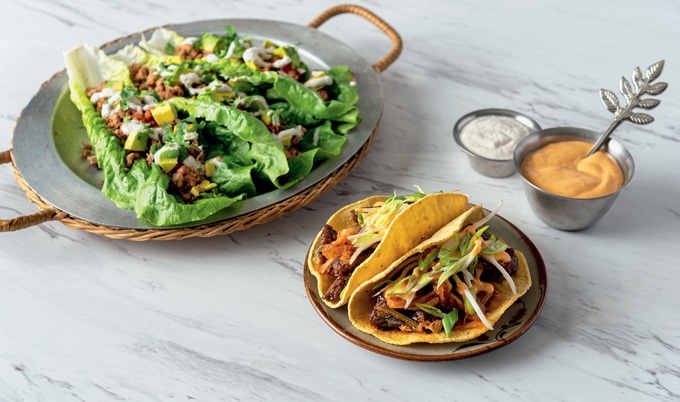 Vegan Pinto Pecan Lettuce Tacos