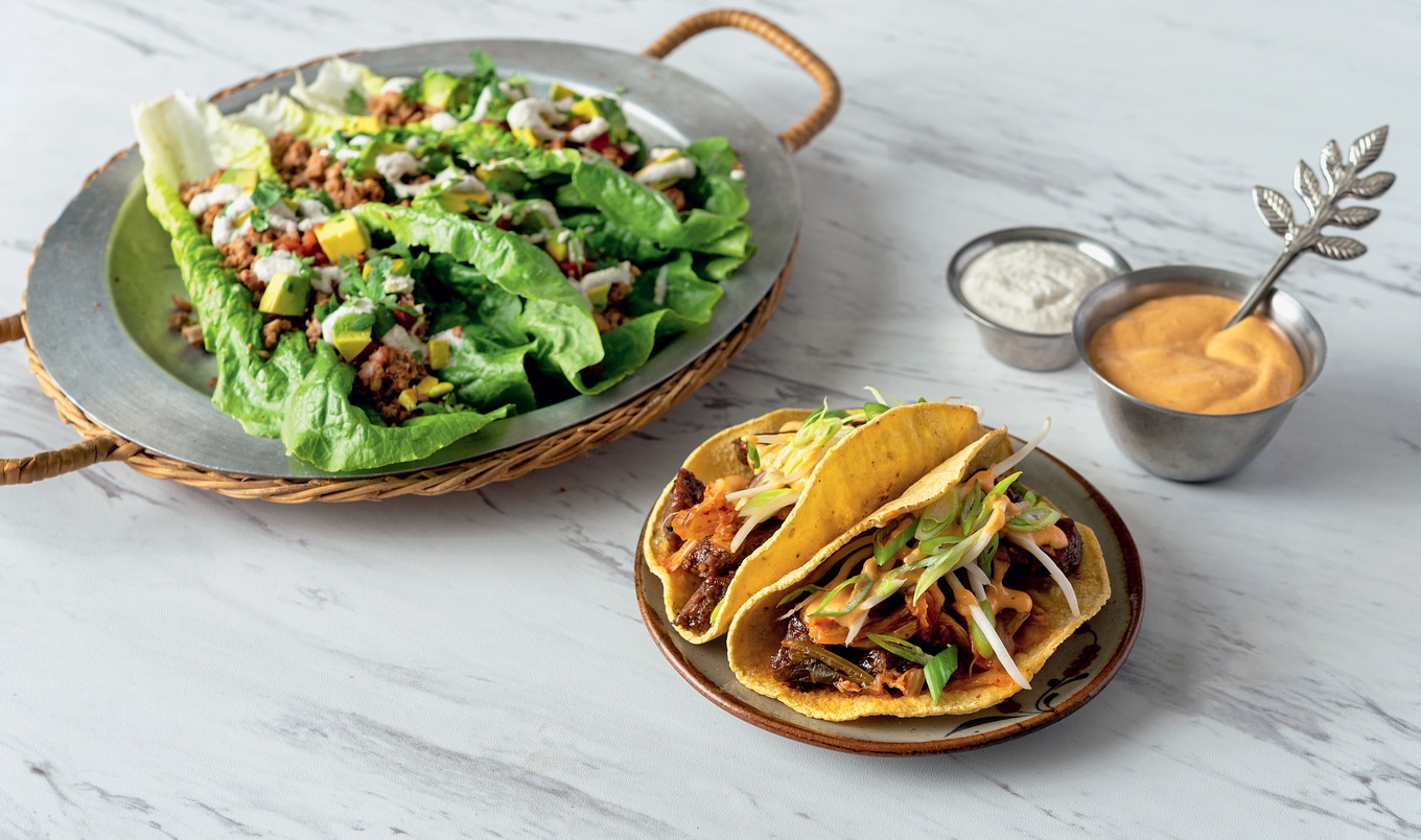 Vegan Pinto Bean & Pecan Lettuce Tacos 