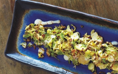 Shaved Brussels Sprouts with Creamy Mustard Sauce