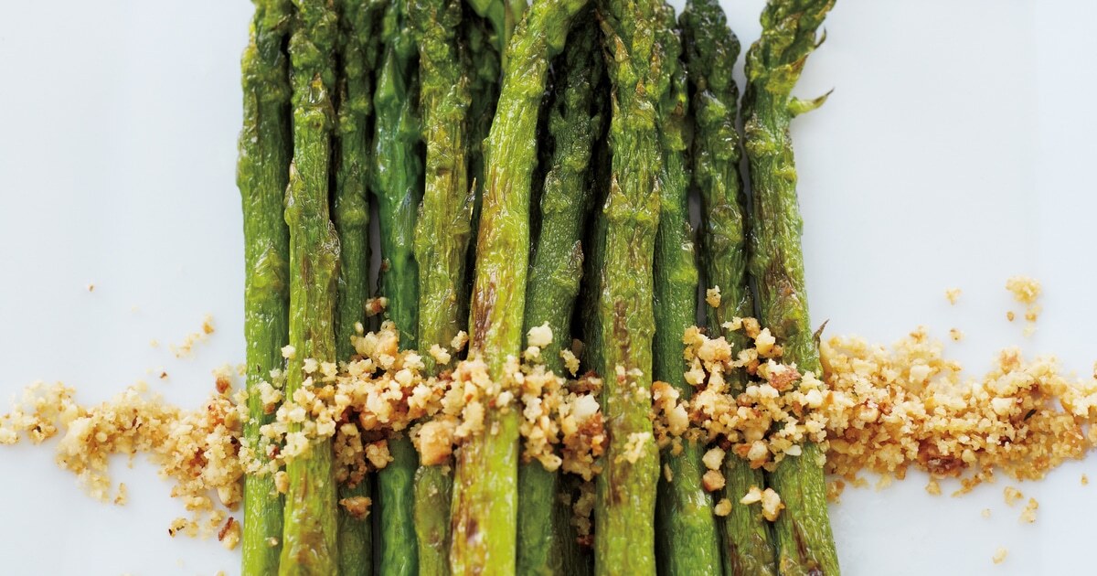 Roasted Asparagus With Hazelnut Picada | VegNews