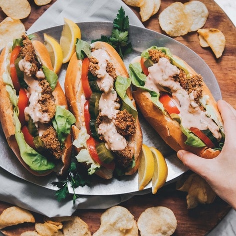 Crispy Vegan Oyster Mushroom Po’Boy