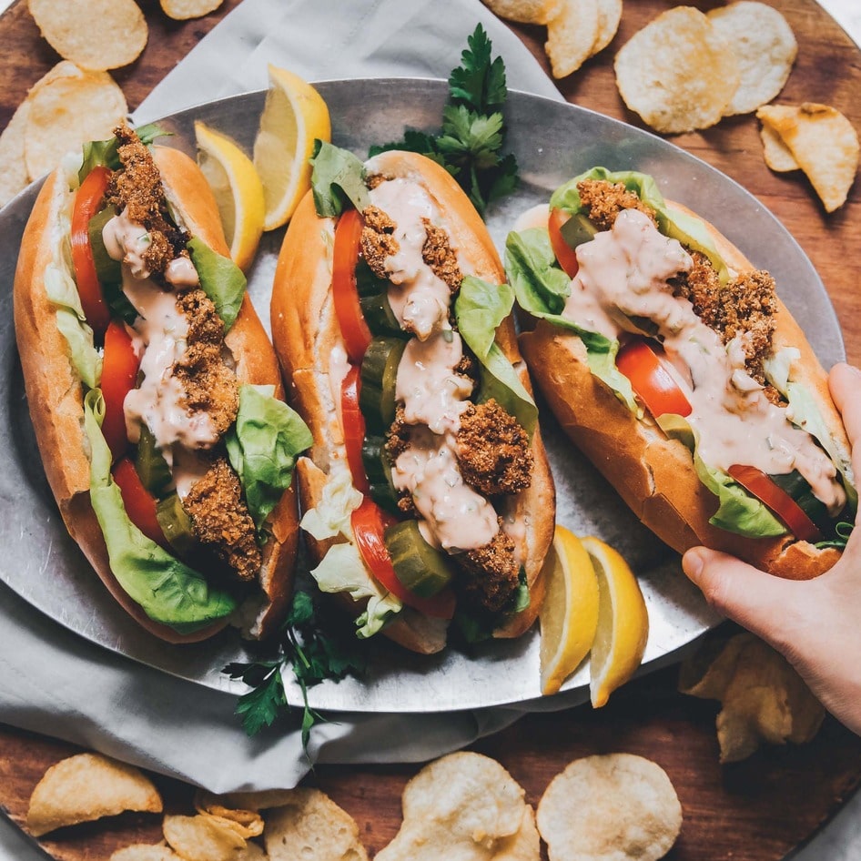 Crispy Vegan Oyster Mushroom Po’Boy