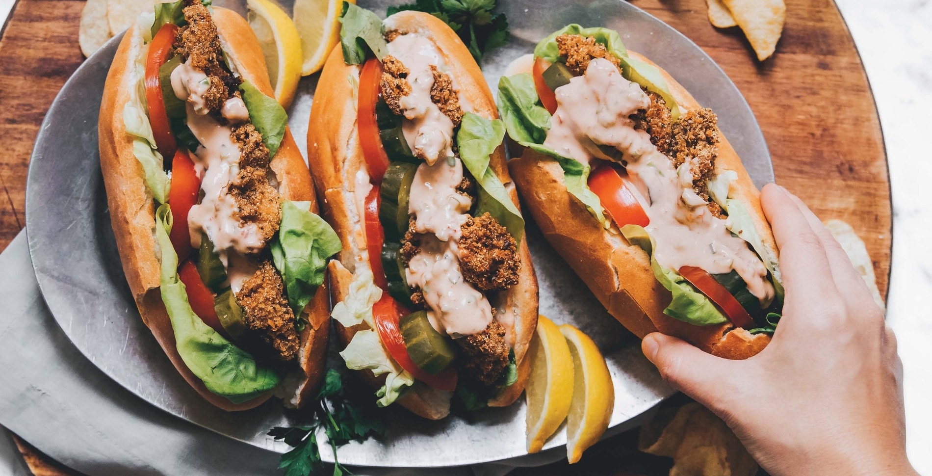 Crispy Oyster Mushroom Po’Boy Sandwiches