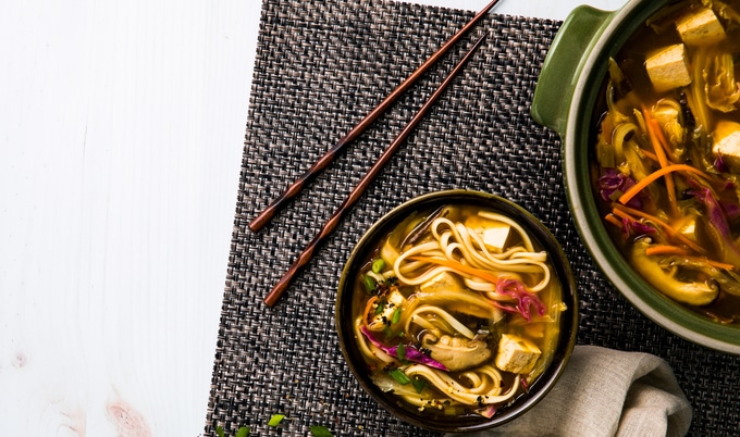 Vegan Hot-and-Sour Shiitake Udon Soup