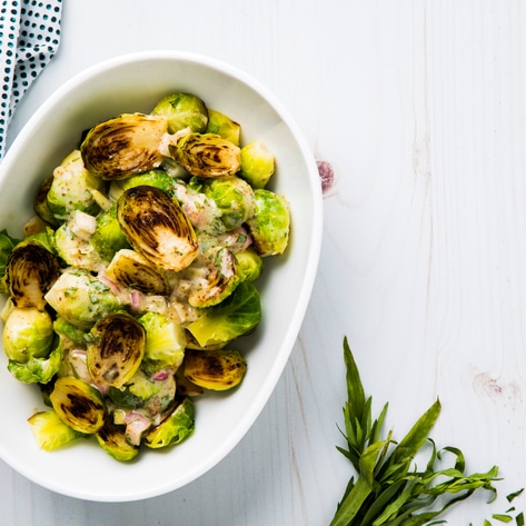 Healthy Vegan Tarragon Mustard Brussels Sprouts