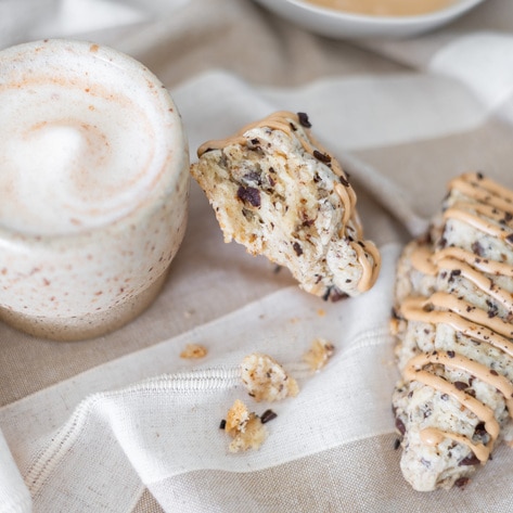 Chocolaty Vegan Coffee Scones With Espresso Glaze