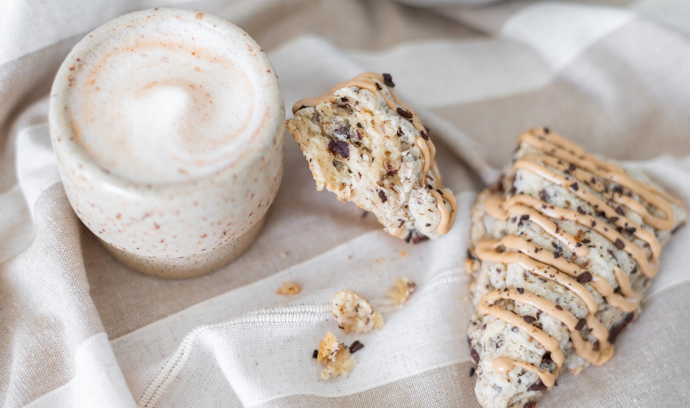 Chocolaty Coffee Scones With Espresso Glaze
