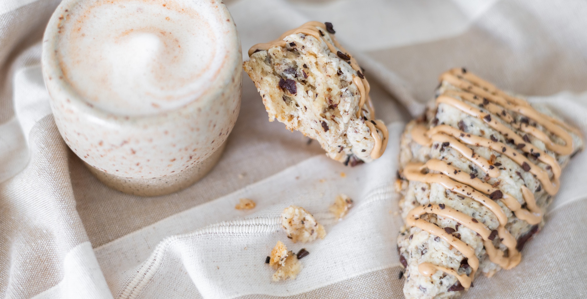 Chocolaty Vegan Coffee Scones With Espresso Glaze