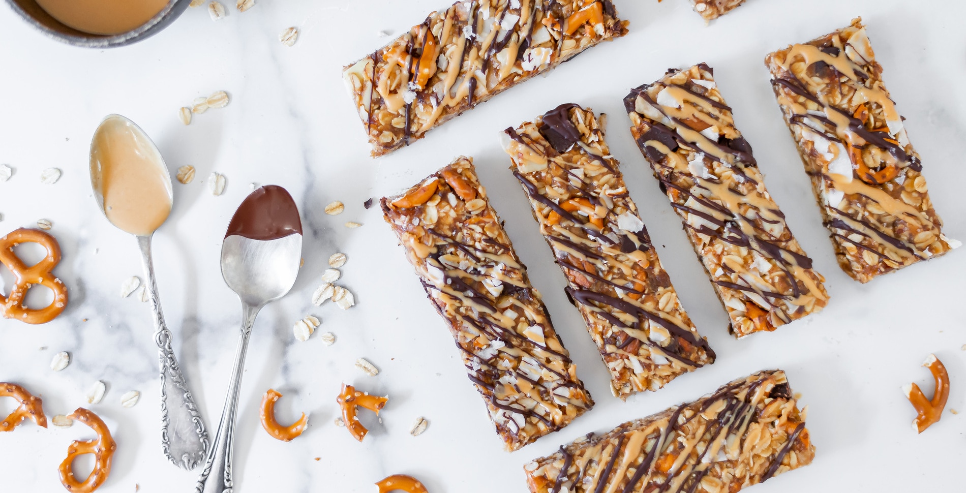 Chocolate Peanut Butter Granola Bars With Pretzels and Coconut