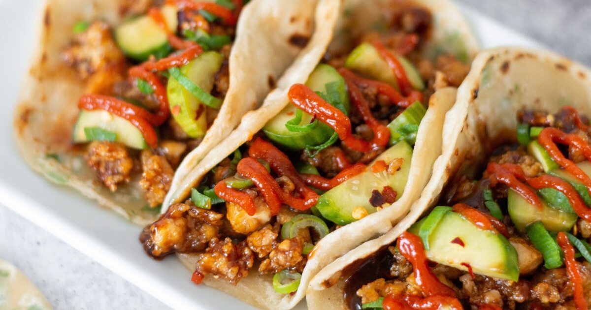 Crispy Hoisin Tofu Tacos With Scallion Tortillas | VegNews