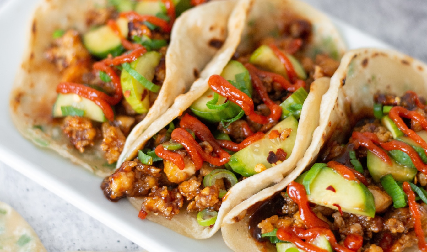 Crispy Hoisin Tofu Vegan Tacos With Scallion Tortillas