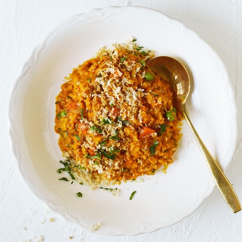 Vegan Carrot & Pea Farro Risotto