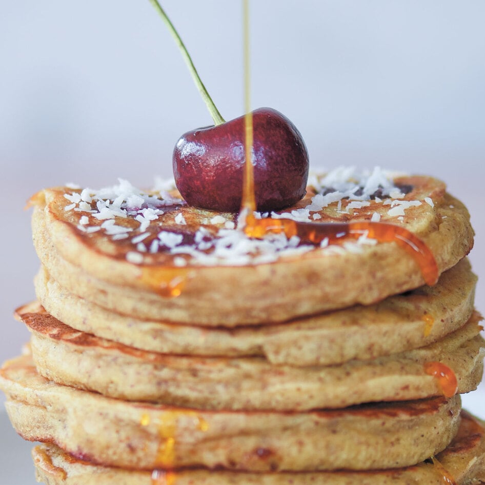 Sweet Cherry Coconut Pancakes