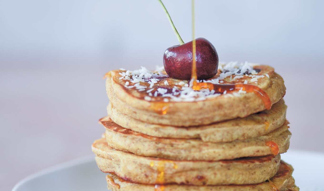 Sweet Cherry Coconut Pancakes