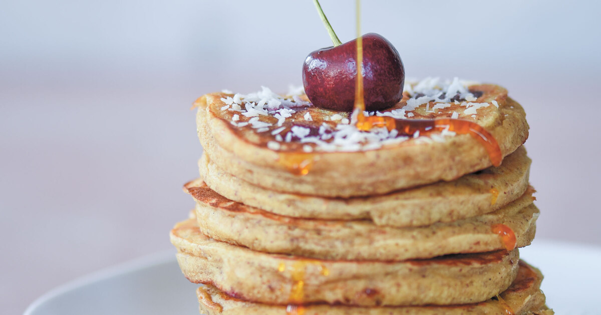 Sweet Vegan Cherry Coconut Pancakes
