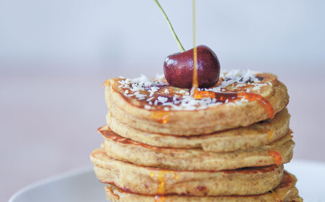 Sweet Vegan Cherry Coconut Pancakes