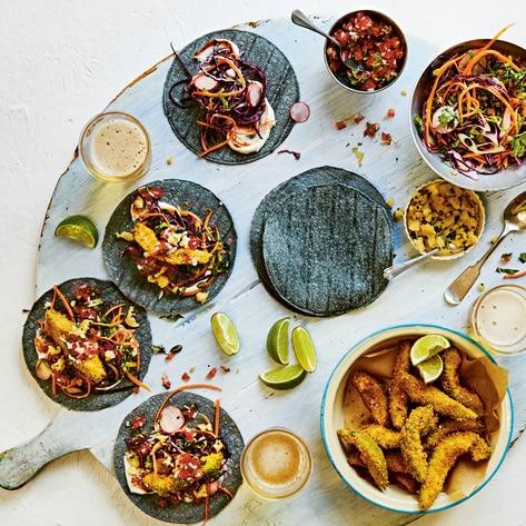 Vegan Fried Avocado Wedge Tacos