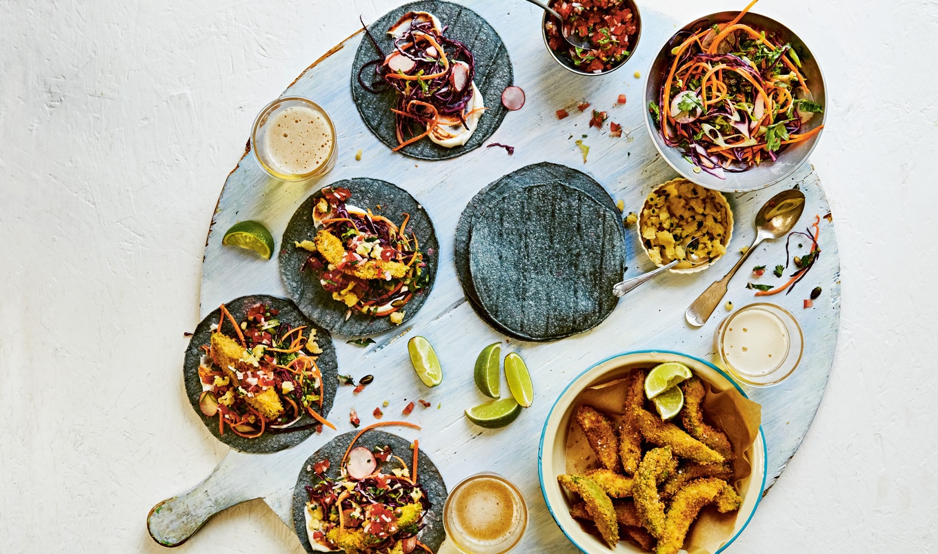 Vegan Fried Avocado Wedge Tacos