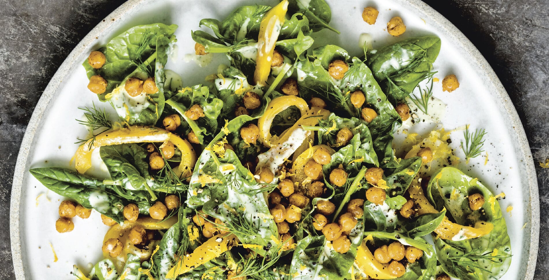 Zesty Spinach Salad With Blackened Chickpeas