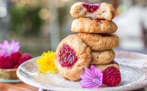 Vegan Raspberry Thumbprint Cookies