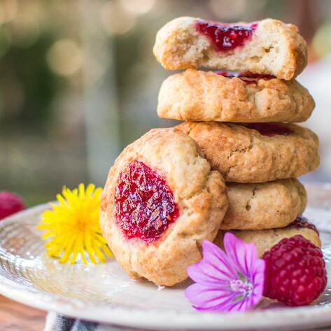 Vegan Raspberry Thumbprint Cookies