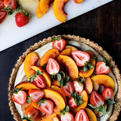 Vegan Summer Fruit Tart with Vanilla Custard and Pecan-Oat Crust