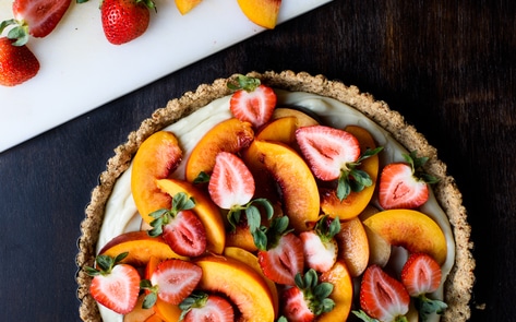 Vegan Summer Fruit Tart with Vanilla Custard and Pecan-Oat Crust