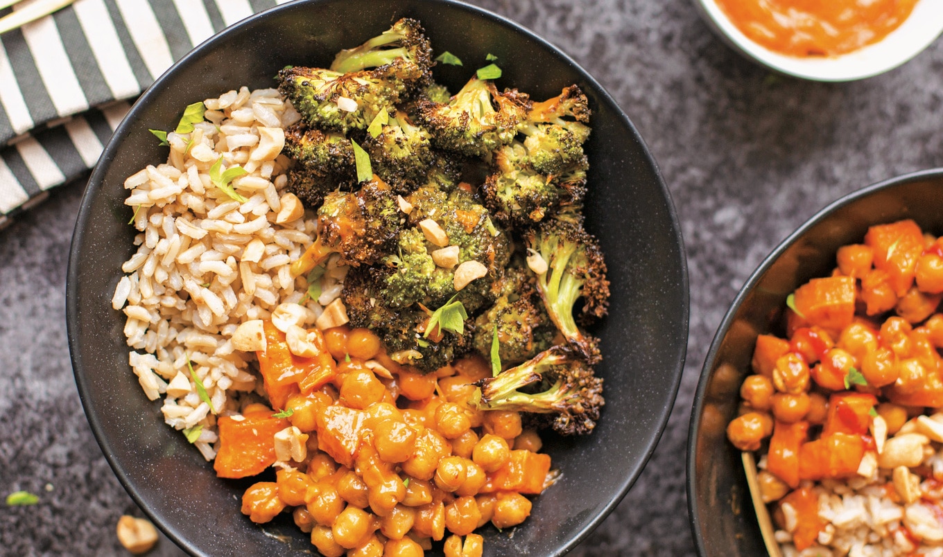 Root Vegetable Vegan Bowls With Creamy Peanut Sauce