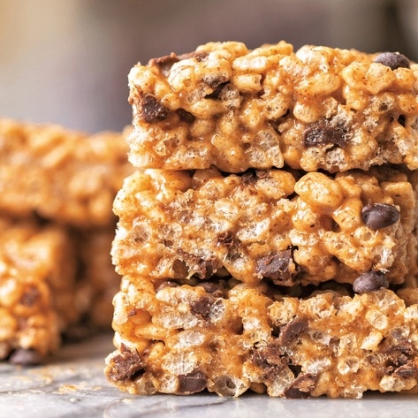 Vegan Rice Crispy Treats With Salted Almond Butter &amp; Chocolate Chips