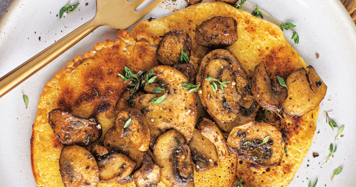 Vegan Chickpea Pancakes With Balsamic Mushrooms