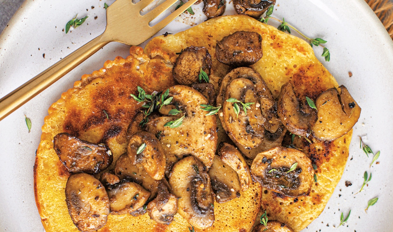 Vegan Chickpea Pancakes With Balsamic Mushrooms