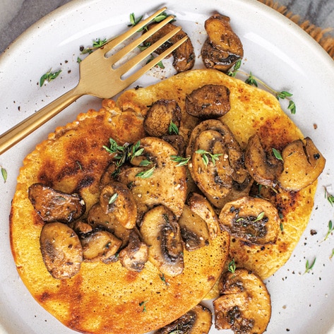 Vegan Chickpea Pancakes with Balsamic Mushrooms