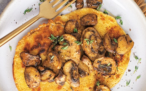 Vegan Chickpea Pancakes with Balsamic Mushrooms