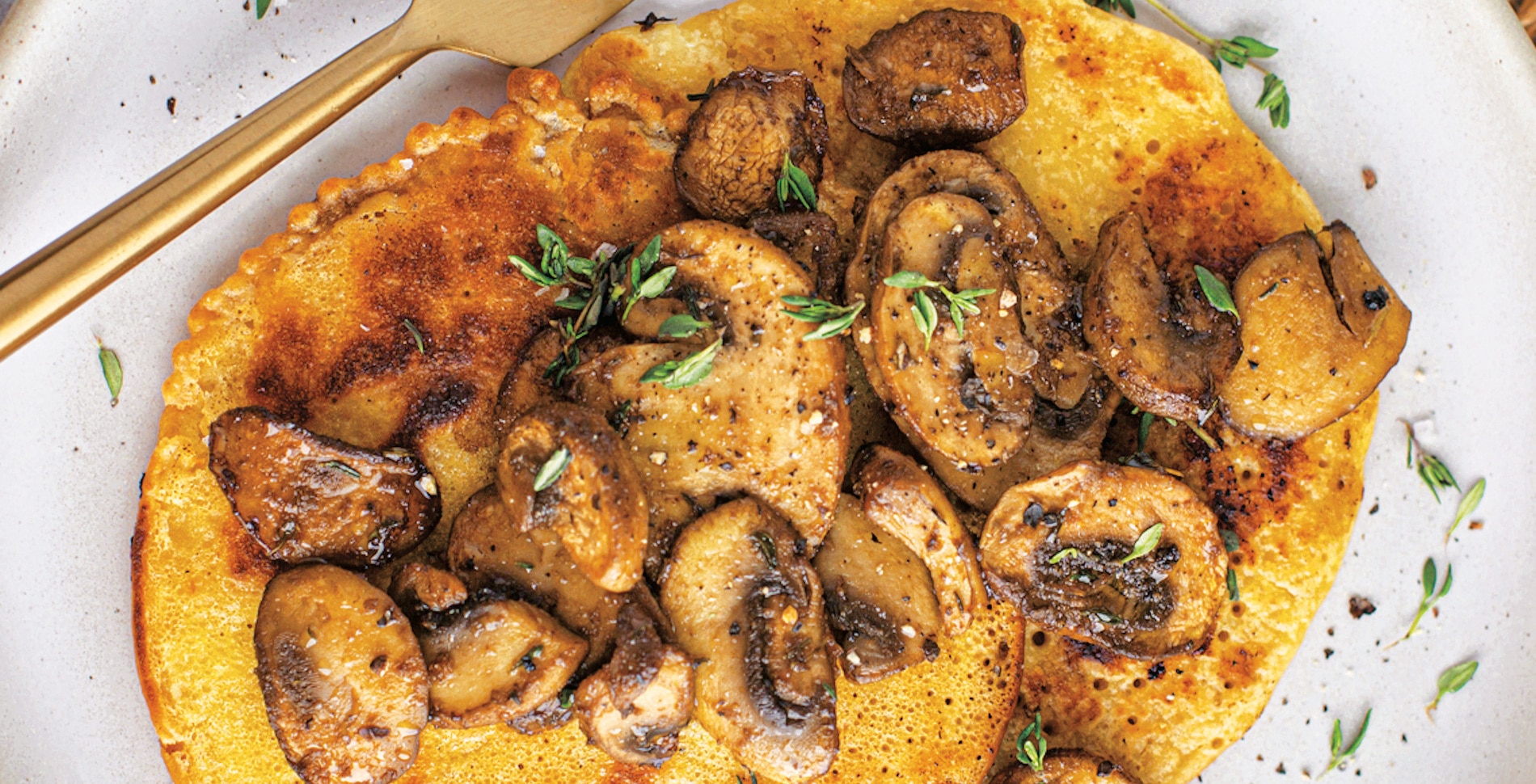 Chickpea Pancakes With Balsamic Mushrooms