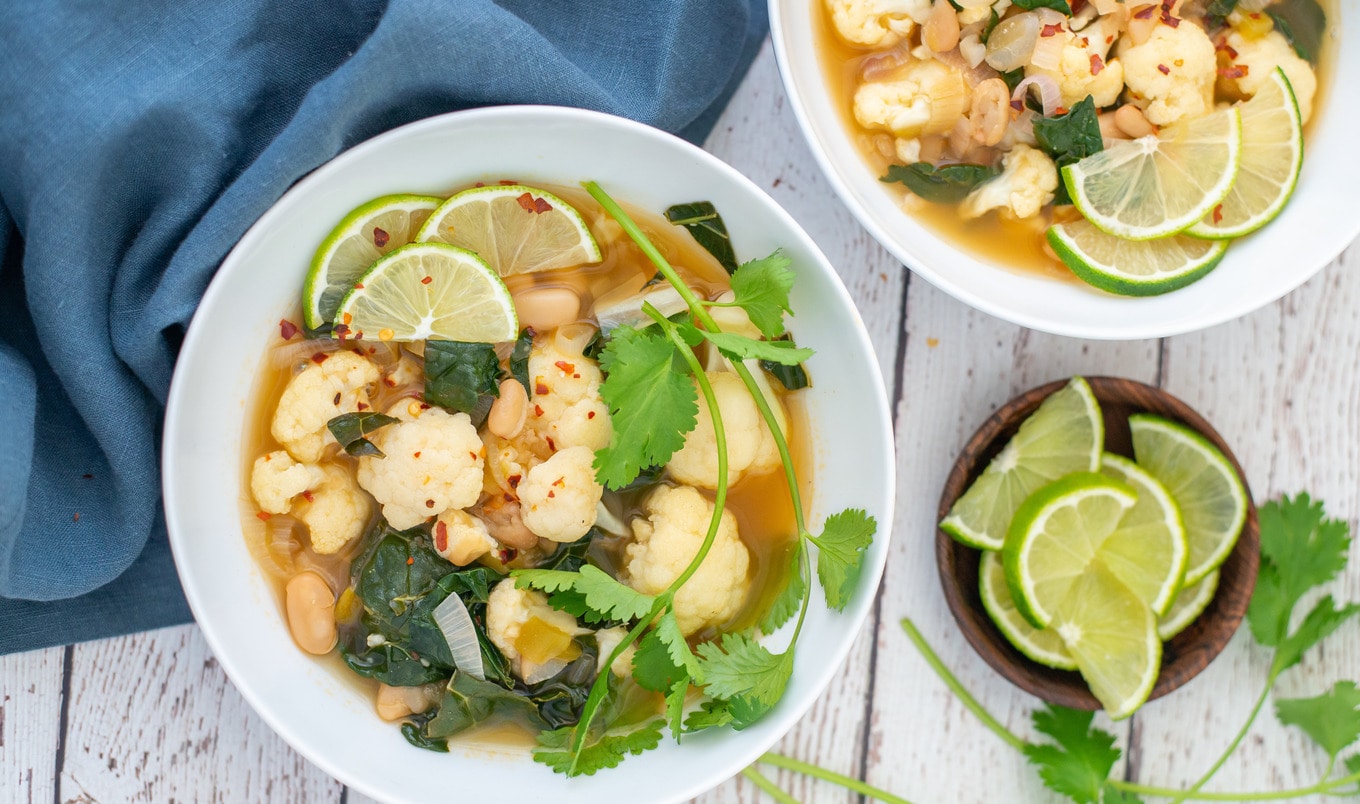 Zesty Cauliflower Lime and White Bean Soup