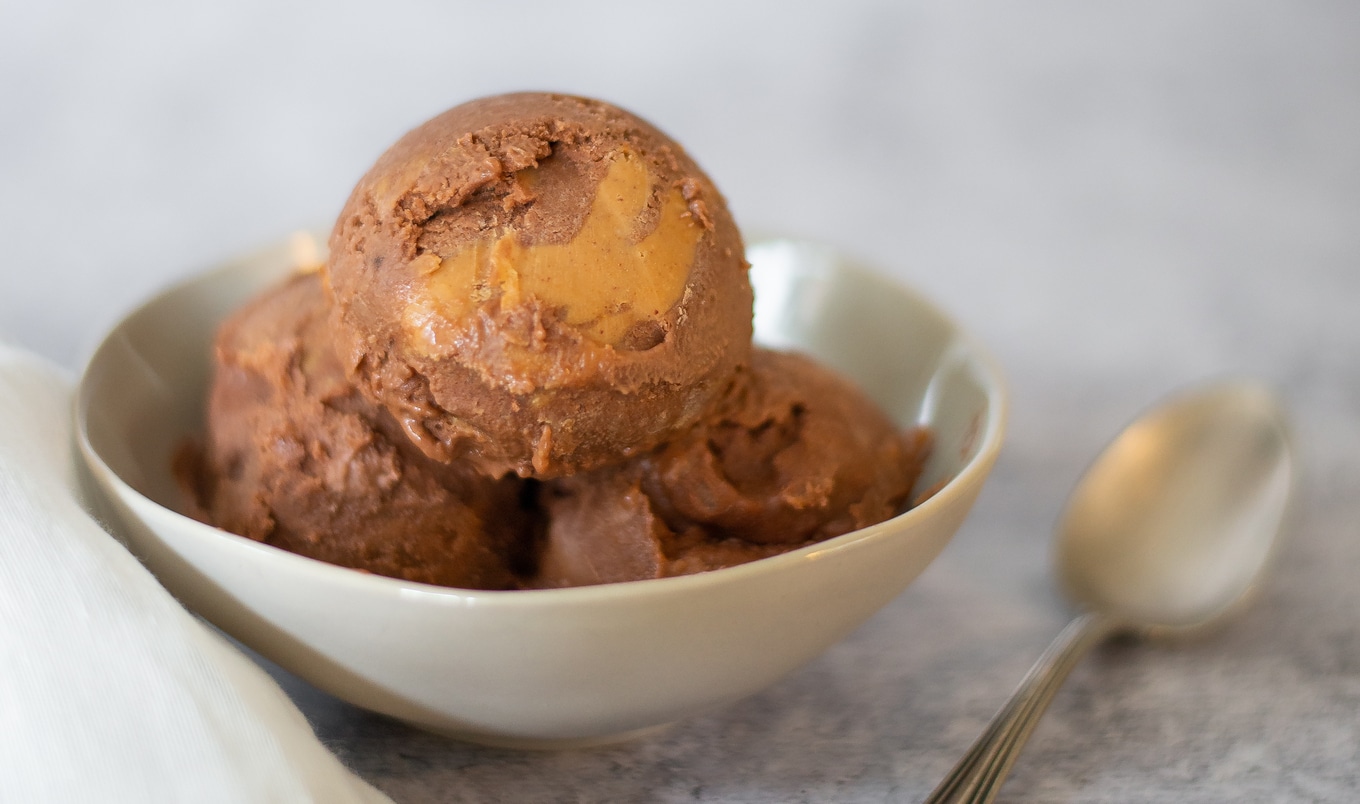 4-Ingredient Chocolate Peanut Butter Swirl Banana Ice Cream