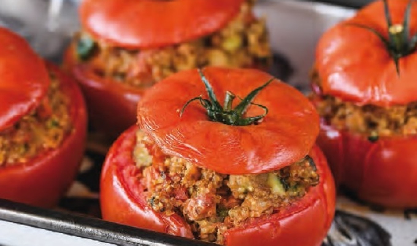 Pesto-Stuffed Tomatoes With Seasonal Vegetables