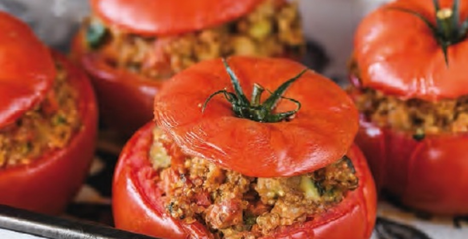 Vegan Pesto-Stuffed Tomatoes With Seasonal Vegetables&nbsp;