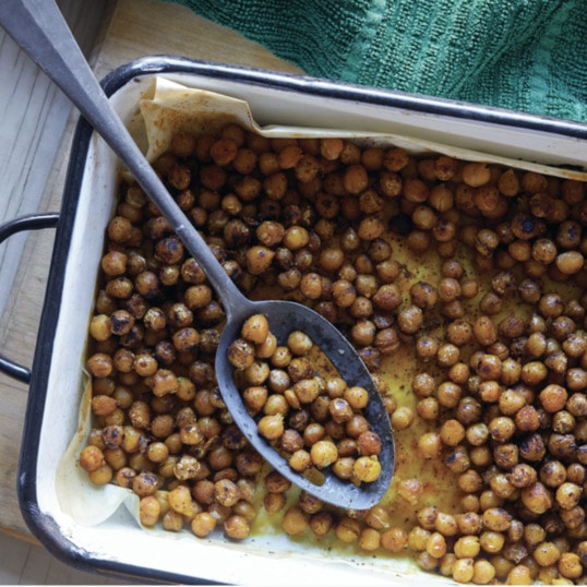 Crispy Flamin’ Roasted Chickpeas