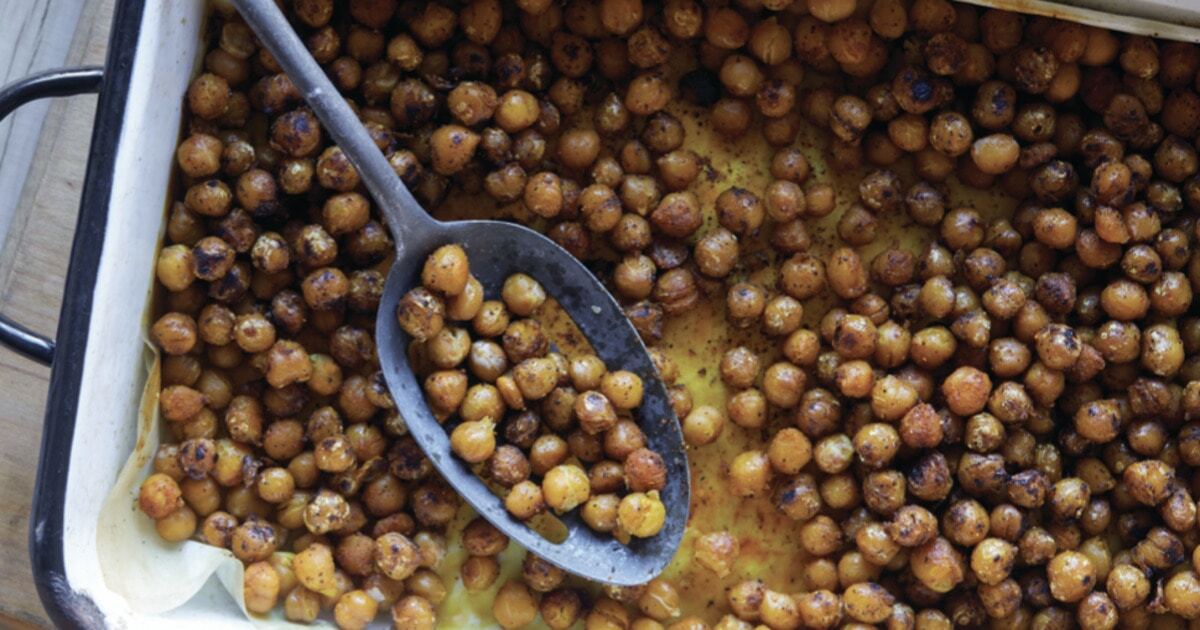 Crispy Flamin’ Roasted Chickpeas | VegNews