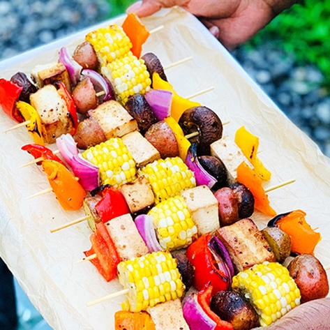 Marinated Tofu Veggie Kebabs