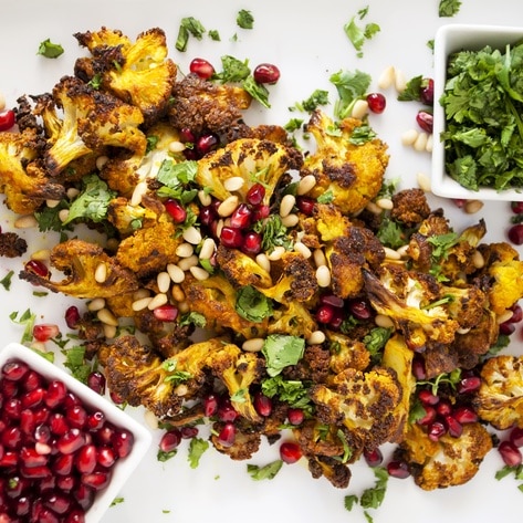 Roasted Turmeric Cauliflower with Cilantro & Mint