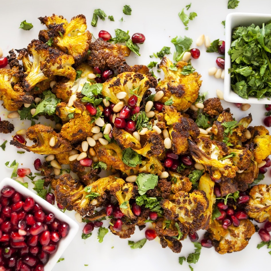 Roasted Turmeric Cauliflower With Cilantro and Mint