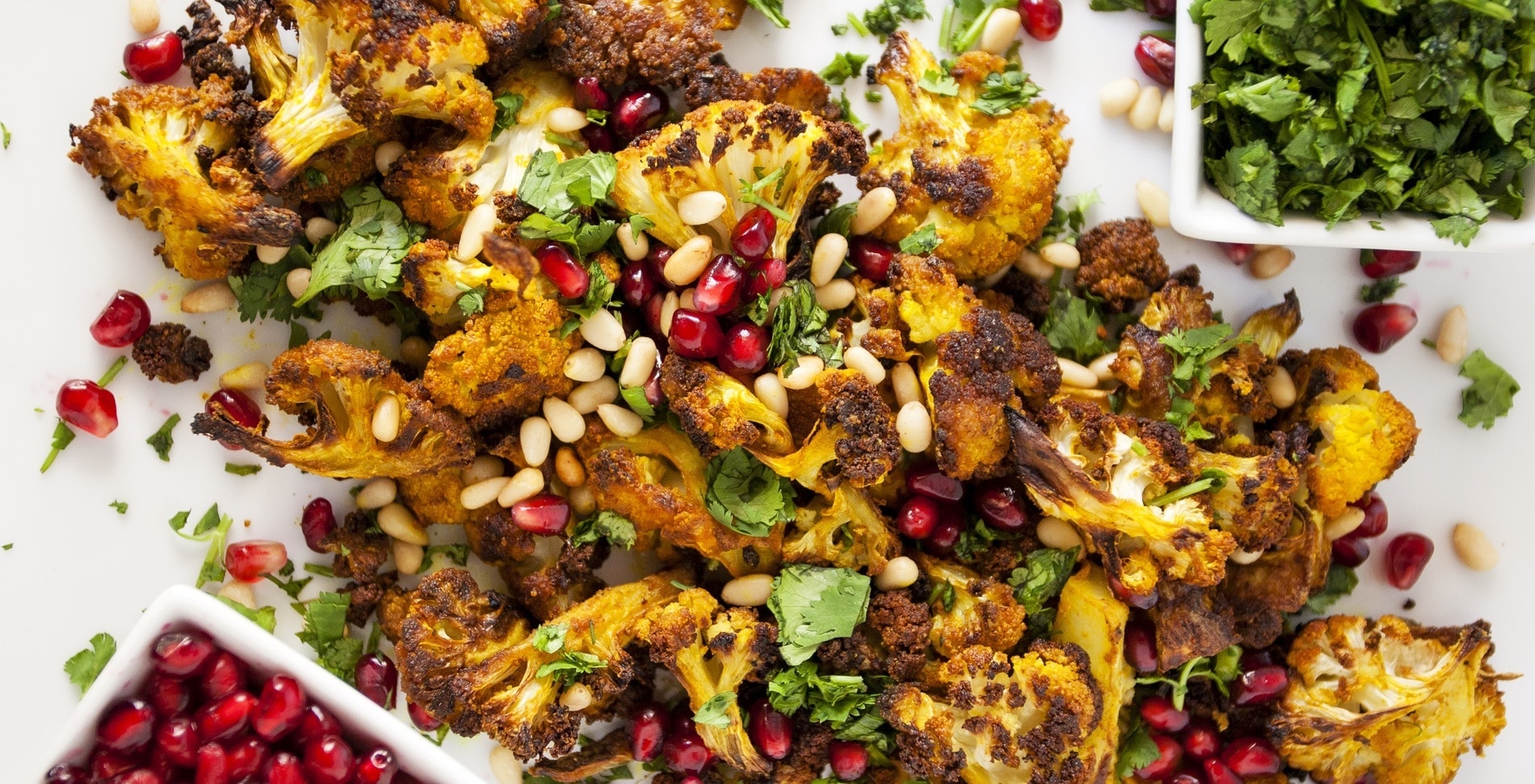 Roasted Turmeric Cauliflower With Cilantro and Mint