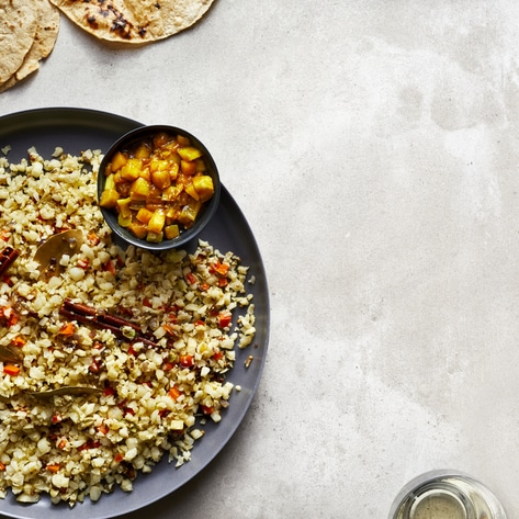 Vegan Cauliflower Rice Biryani with Mango Chutney