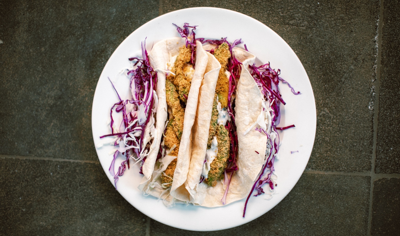 Tortilla-Crusted Crispy Avocado Tacos