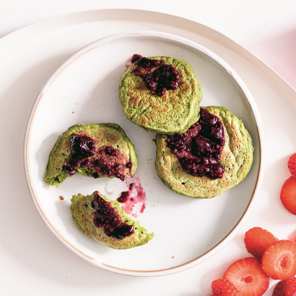 Chia Protein Pancakes With Fresh Strawberries