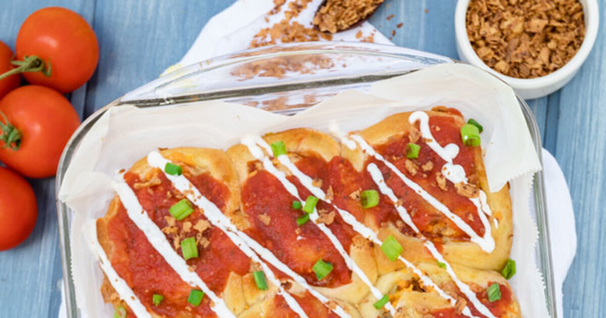 Cheesy Stuffed Vegan Baked Potato Rolls | VegNews