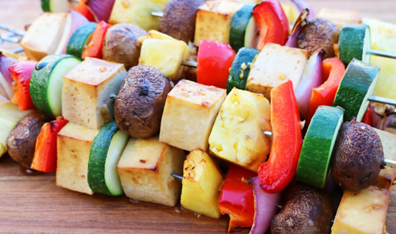 Brown Sugar-Glazed Tofu Veggie Kebabs