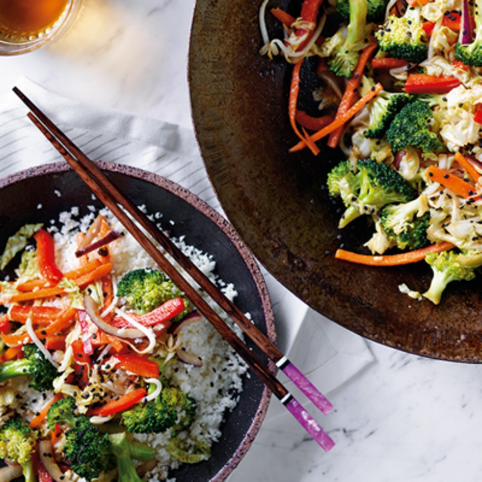 Raw Coconut Cauliflower Stir-Fry in Zesty Lime Dressing